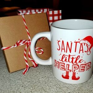 Royal Norfolk "Santa's Little Helper" Red and White Christmas Mug